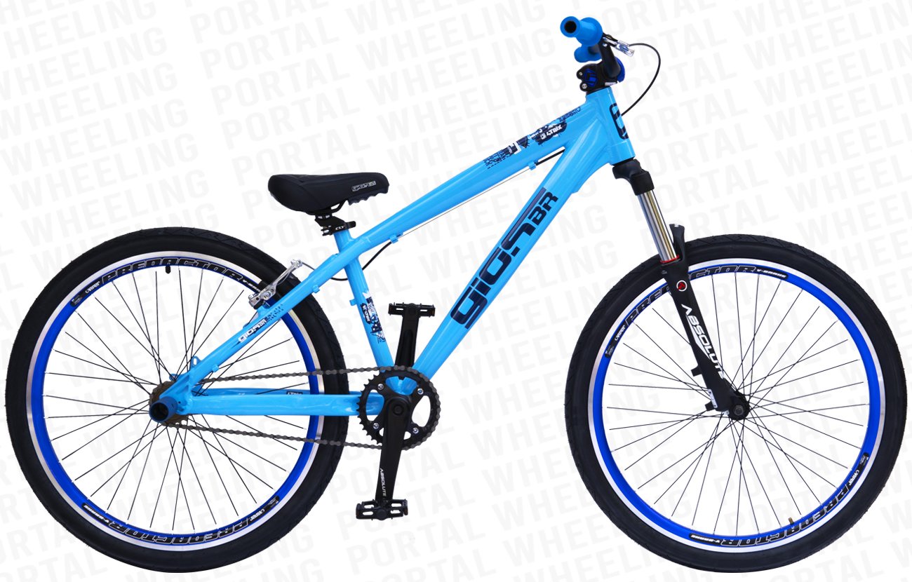 BICICLETA ARO 26 GIOS 4TRIX - AZUL BEBÊ E AZUL C/ AMORTECEDOR