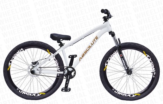 BICICLETA ABSOLUTE BRUTUS ARO 26 - BRANCA E PRETA COM FREIO HIDRÁULICO SHIMANO