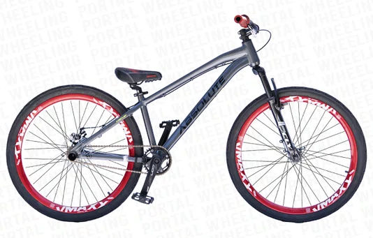 BICICLETA ABSOLUTE BRUTUS ARO 26" - CINZA E VERMELHO COM FREIO HIDRÁULICO SHIMANO