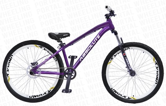 BICICLETA ABSOLUTE BRUTUS ARO 26 - ROXA E BRANCA COM FREIO HIDRÁULICO SHIMANO