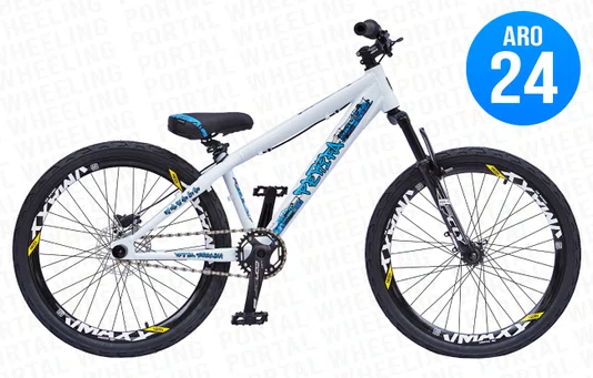 BICICLETA ARO 24 PORTAL WHEELING PERIFA 2.0 - BRANCO E AZUL  COM FREIO HIDRAÚLICO SHIMANO