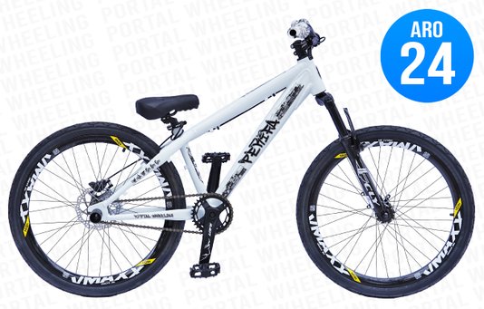 BICICLETA ARO 24 PORTAL WHEELING PERIFA 2.0 - BRANCO E PRETO COM FREIO HIDRAÚLICO SHIMANO