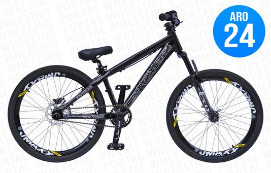 BICICLETA ARO 24 PORTAL WHEELING PERIFA 2.0 - PRETO COM FREIO HIDRAÚLICO SHIMANO
