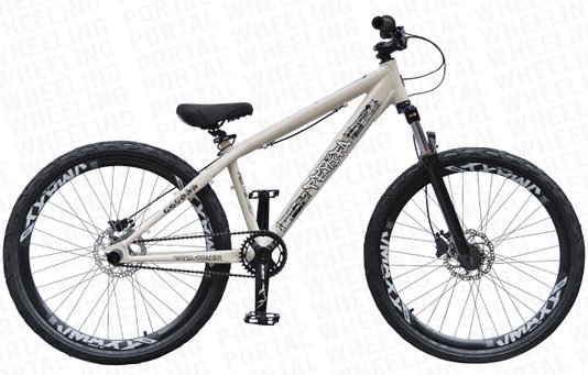BICICLETA ARO 26 PORTAL WHEELING PERIFA 2.0 - 14,5" - BEGE E PRETA COM FREIO HIDRAÚLICO SHIMANO