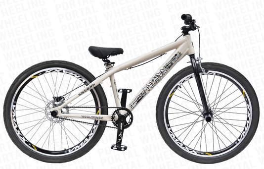 BICICLETA ARO 26 PORTAL WHEELING PERIFA 2.0 - 14,5" - BEGE E PRETO COM GARFO RIGIDO E FREIO HIDRAÚLICO SHIMANO
