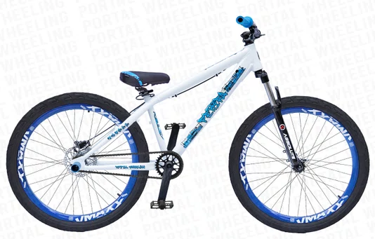 BICICLETA ARO 26 PORTAL WHEELING PERIFA 2.0 - 14,5" - BRANCA E AZUL COM FREIO HIDRAÚLICO SHIMANO