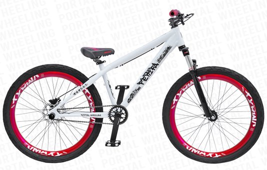 BICICLETA ARO 26 PORTAL WHEELING PERIFA 2.0 - 14,5" - BRANCA E VERMELHO COM FREIO HIDRAÚLICO SHIMANO
