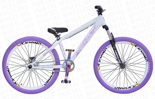 BICICLETA ARO 26" PORTAL WHEELING PERIFA 2.0 - 14,5" - BRANCA, ROXO E CAMALEÃO COM FREIO HIDRAÚLICO SHIMANO