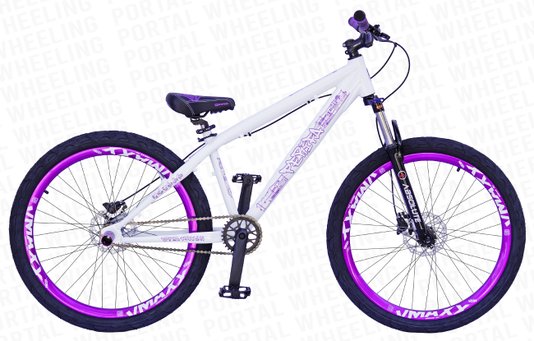 BICICLETA ARO 26 PORTAL WHEELING PERIFA 2.0 - 14,5" - BRANCO E ROXO COM FREIO HIDRAÚLICO SHIMANO