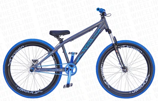 BICICLETA ARO 26" PORTAL WHEELING PERIFA 2.0 - 14,5" - CINZA E AZUL COM FREIO HIDRAÚLICO SHIMANO