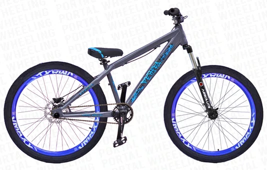 BICICLETA ARO 26" PORTAL WHEELING PERIFA 2.0 - 14,5" - CINZA E AZUL COM FREIO HIDRAÚLICO SHIMANO