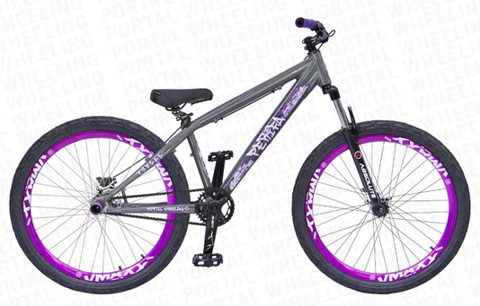 BICICLETA ARO 26 PORTAL WHEELING PERIFA 2.0 - 14,5" - CINZA E ROXO COM FREIO HIDRAÚLICO SHIMANO