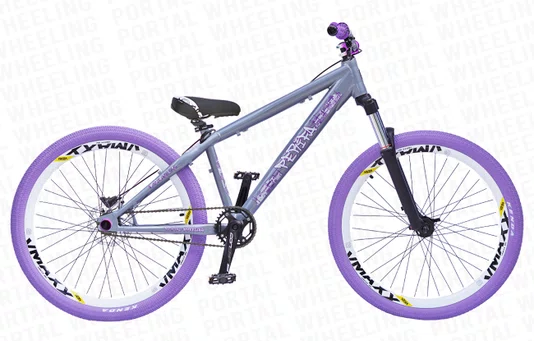 BICICLETA ARO 26 PORTAL WHEELING PERIFA 2.0 - 14,5" - PRATA, ROXO E BRANCO COM FREIO HIDRAÚLICO SHIMANO