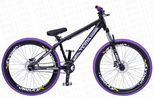 BICICLETA ARO 26 PORTAL WHEELING PERIFA 2.0 - 14,5" - PRETA E ROXO COM PAR DE FREIO HIDRAÚLICO SHIMANO
