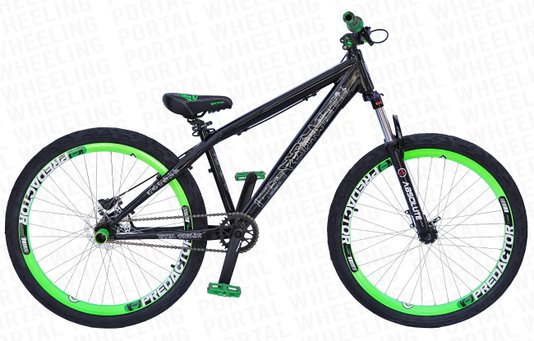 BICICLETA ARO 26 PORTAL WHEELING PERIFA 2.0 - 14,5" - PRETA E VERDE NEON COM FREIO HIDRAÚLICO SHIMANO