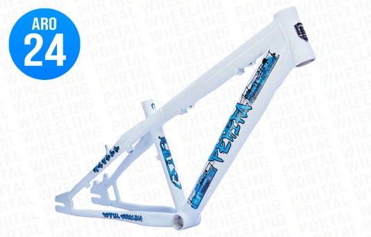 QUADRO PORTAL WHEELING PERIFA 2.0 - 14,5" - BRANCO E AZUL  (ARO 24) QUADRO PORTAL WHEELING PERIFA 2.0 - 14,5" - BRANCO E AZUL  (ARO 24)