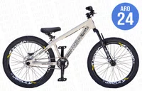 BICICLETA ARO 24 PORTAL WHEELING PERIFA 2.0 - 14,5" - BEGE E PRETO  COM FREIO HIDRAÚLICO SHIMANO