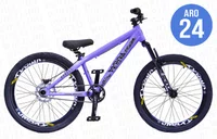 BICICLETA ARO 24 PORTAL WHEELING PERIFA 2.0 - 14,5" - LILÁS E PRETO  COM FREIO HIDRAÚLICO SHIMANO