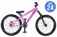 BICICLETA ARO 24 PORTAL WHEELING PERIFA 2.0 - 14,5" - ROSA E PRETO  COM FREIO HIDRAÚLICO SHIMANO