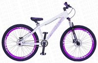 BICICLETA ARO 26" PORTAL WHEELING PERIFA 2.0 - 14,5" - BRANCO E ROXO COM FREIO HIDRAÚLICO SHIMANO COMPLETO